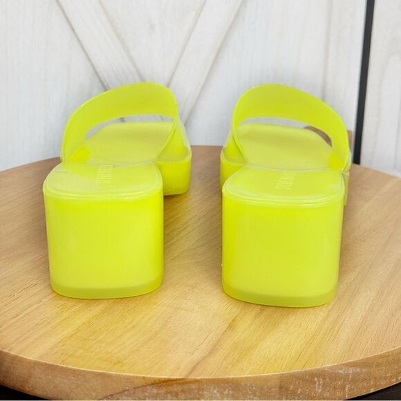 Steve Madden Harlin Chunky Jelly Neon Slide Sandals Citron Yellow 9 Y2K - Picture 6 of 11